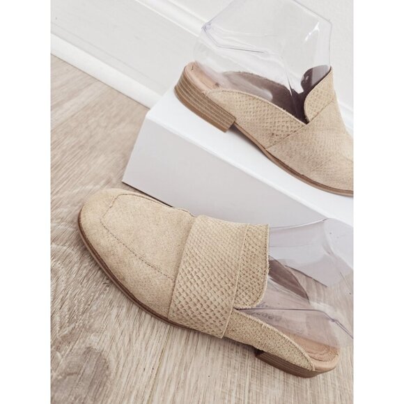 Free People At Ease Beige Snakeskin Square Toe Slip On Loafer Mule Shoes 6 36.5 - Picture 3 of 10